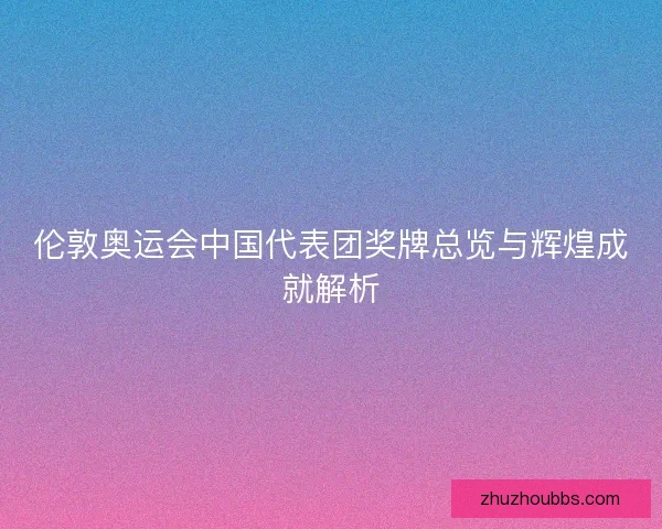 伦敦奥运会中国代表团奖牌总览与辉煌成就解析